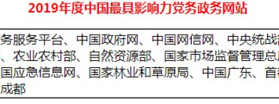 2019年中国优秀政务平台推荐及综合影响力评估结果通报